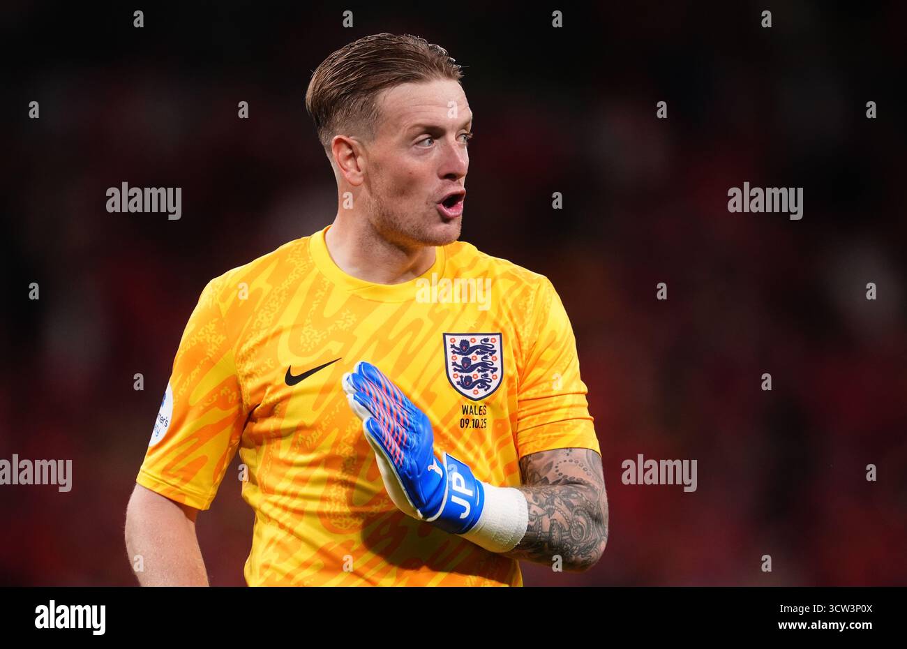 Le gardien de but anglais Jordan Pickford lors du match amical international au stade de Wembley à Londres. Date de la photo : jeudi 9 octobre 2025. Banque D'Images