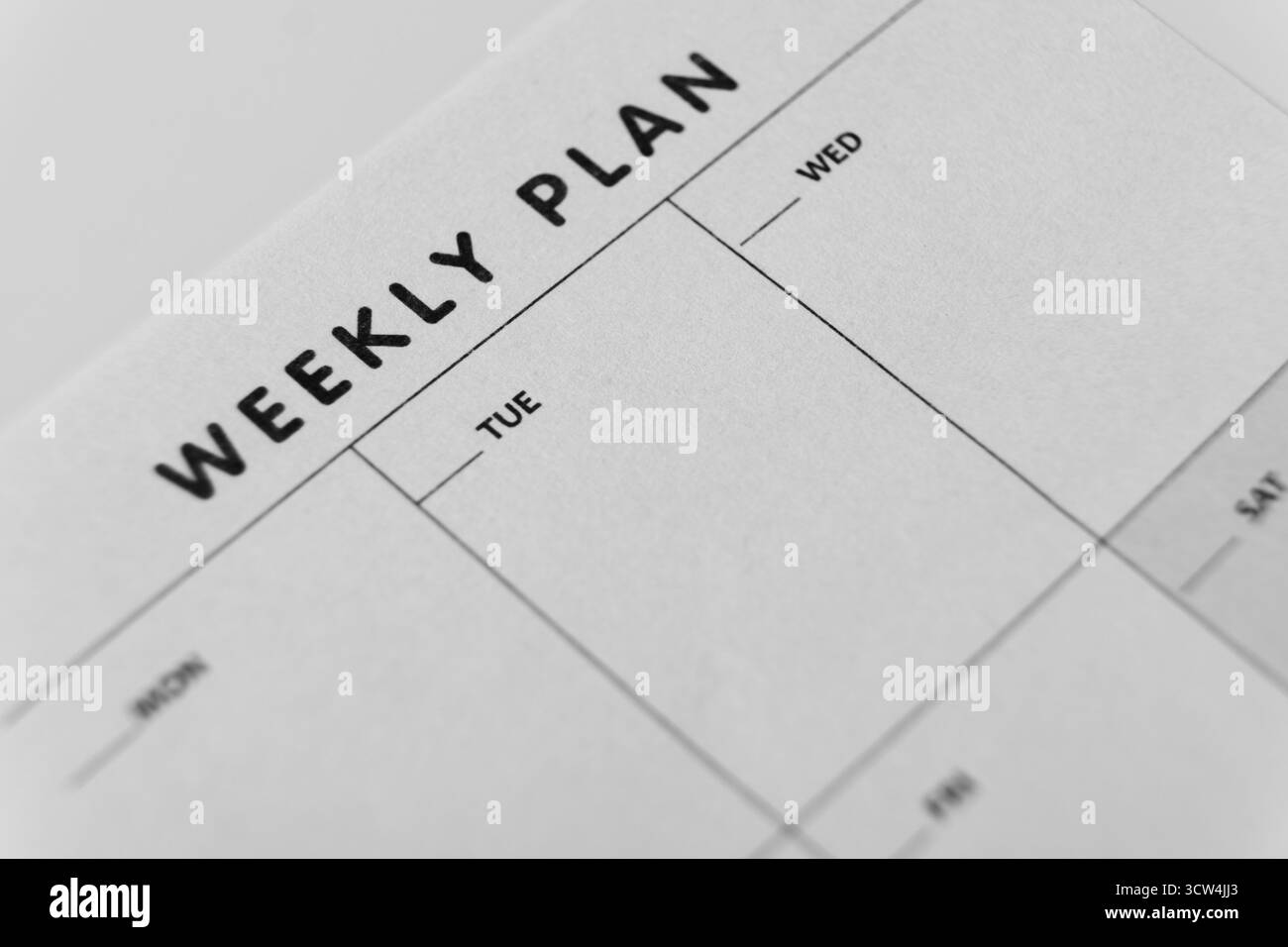 Planificateur hebdomadaire. Rappel de calendrier, organisateur, horaire, concept de planification. Gros plan du plan hebdomadaire Banque D'Images