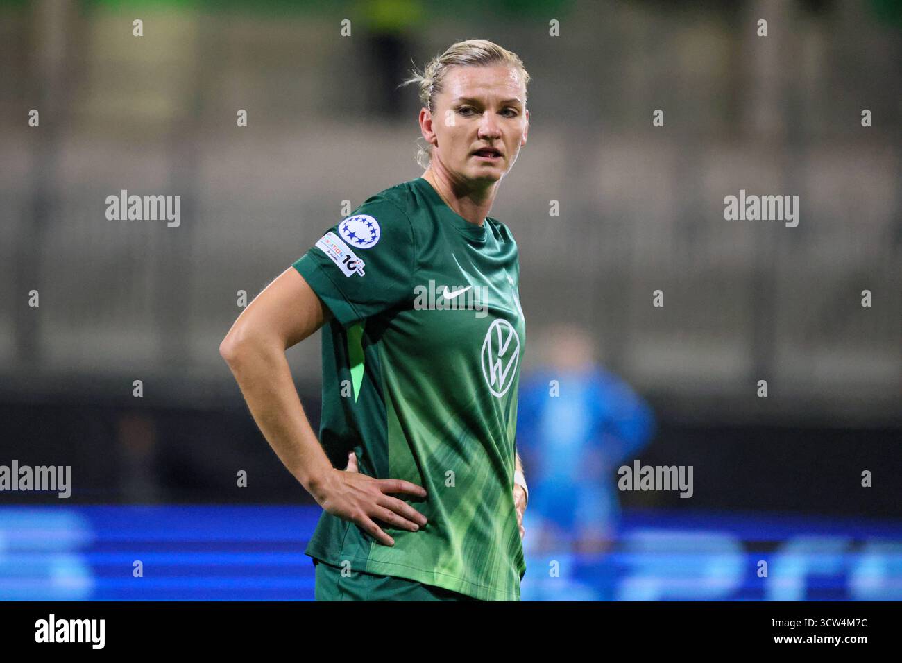 Wolfsburg, Deutschland. 08 octobre 2025. Wolfsburg, Allemagne 08. Oktober 2025 : Champions League - Frauen - 2025/2026 - VfL Wolfsburg vs. Paris Saint-Germain Im Bild : Alexandra Popp (VfL) crédit : dpa/Alamy Live News Banque D'Images