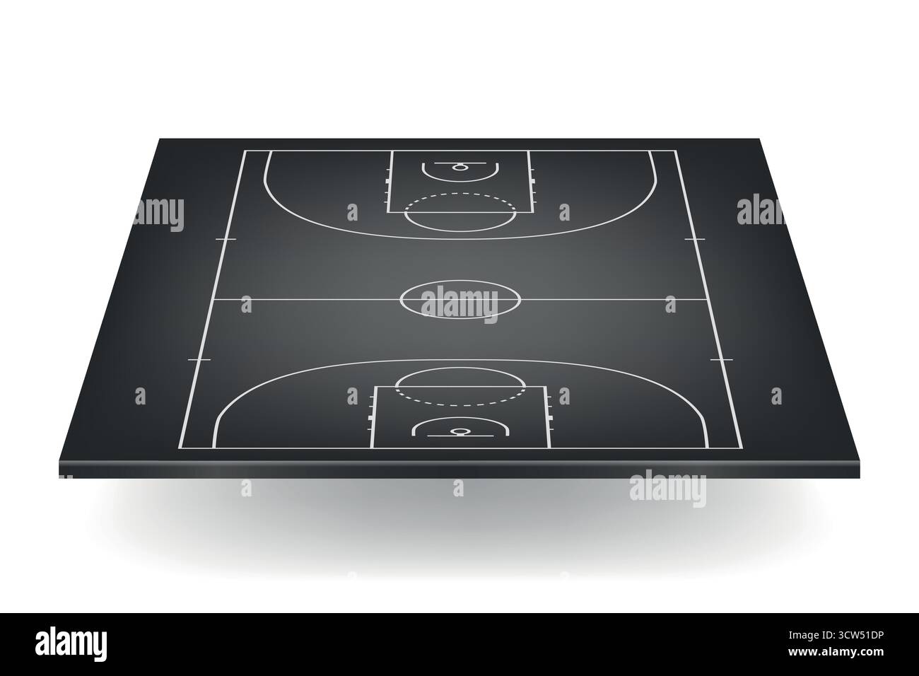 Terrain de basket-ball vert. Terrain de basket-ball intérieur noir, vue de dessus. Fond de terrain de basket-ball pour la conception sportive, Conseil tactique, disposition de l'arène Illustration de Vecteur