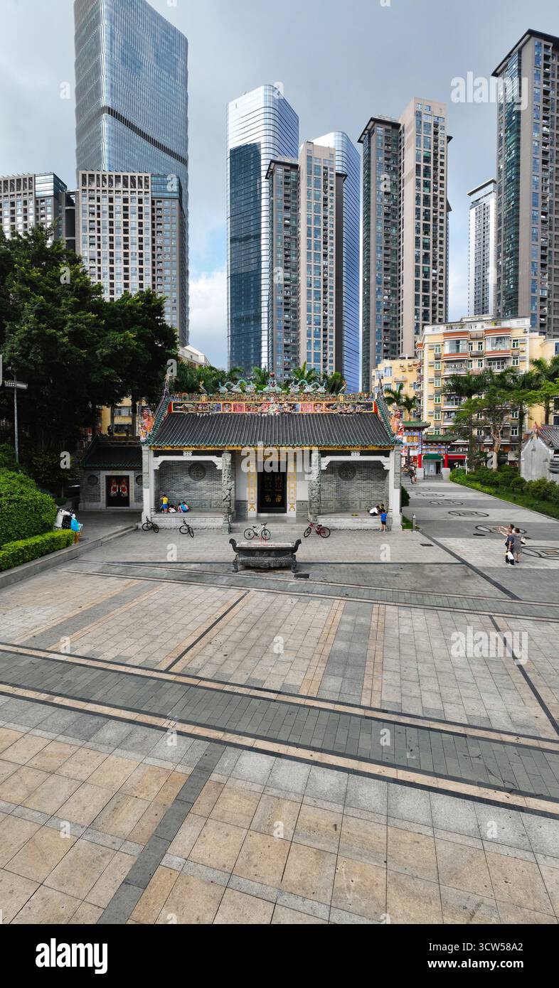 Photographie aérienne de la place culturelle de Xiasha dans le district de Futian, Shenzhen, province du Guangdong Banque D'Images