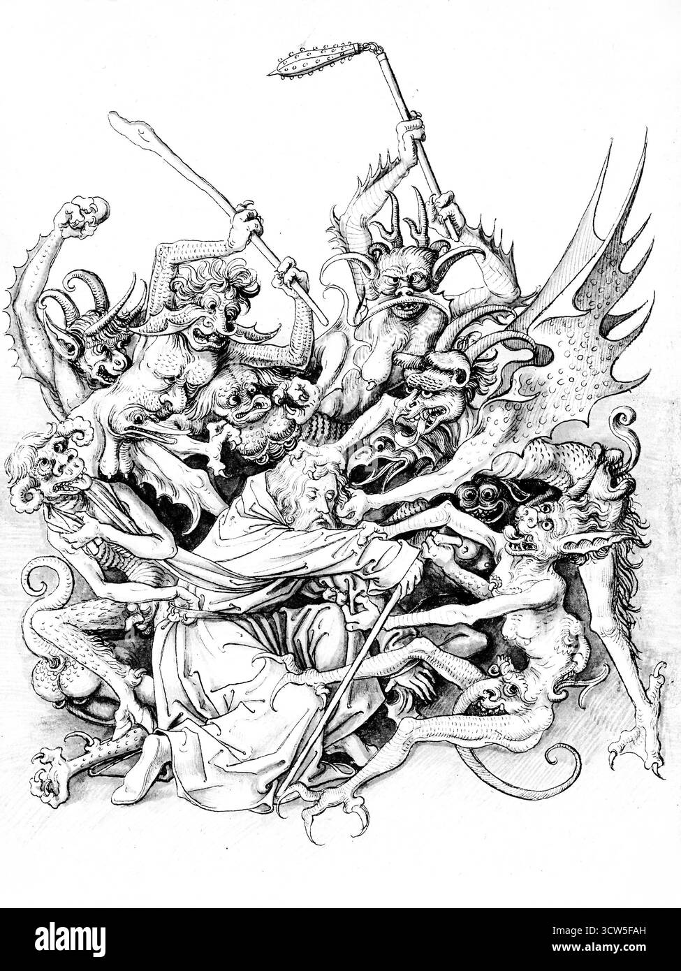 Jörg Schweiger - (né vers 1470/80 à Augsbourg et mort le 18 avril 1533 à Bâle) - la torture d'Antoine par des démons Banque D'Images