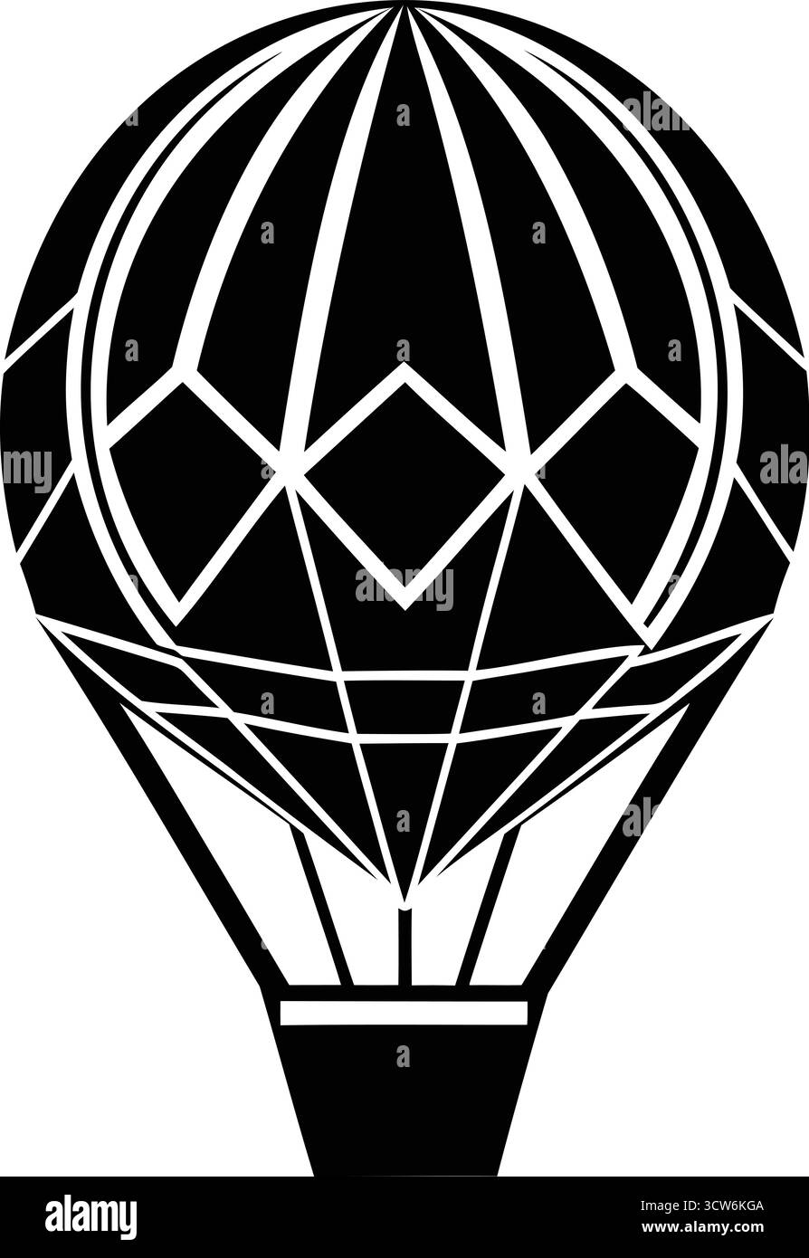 Silhouette minimale d'une montgolfière dans un style vectoriel plat. Parfait pour le voyage, l'aventure ou la conception de transport aérien. Illustration de Vecteur