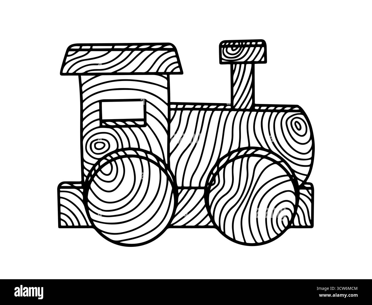 Croquis vectoriel de jouet enfants de train en bois Illustration de Vecteur