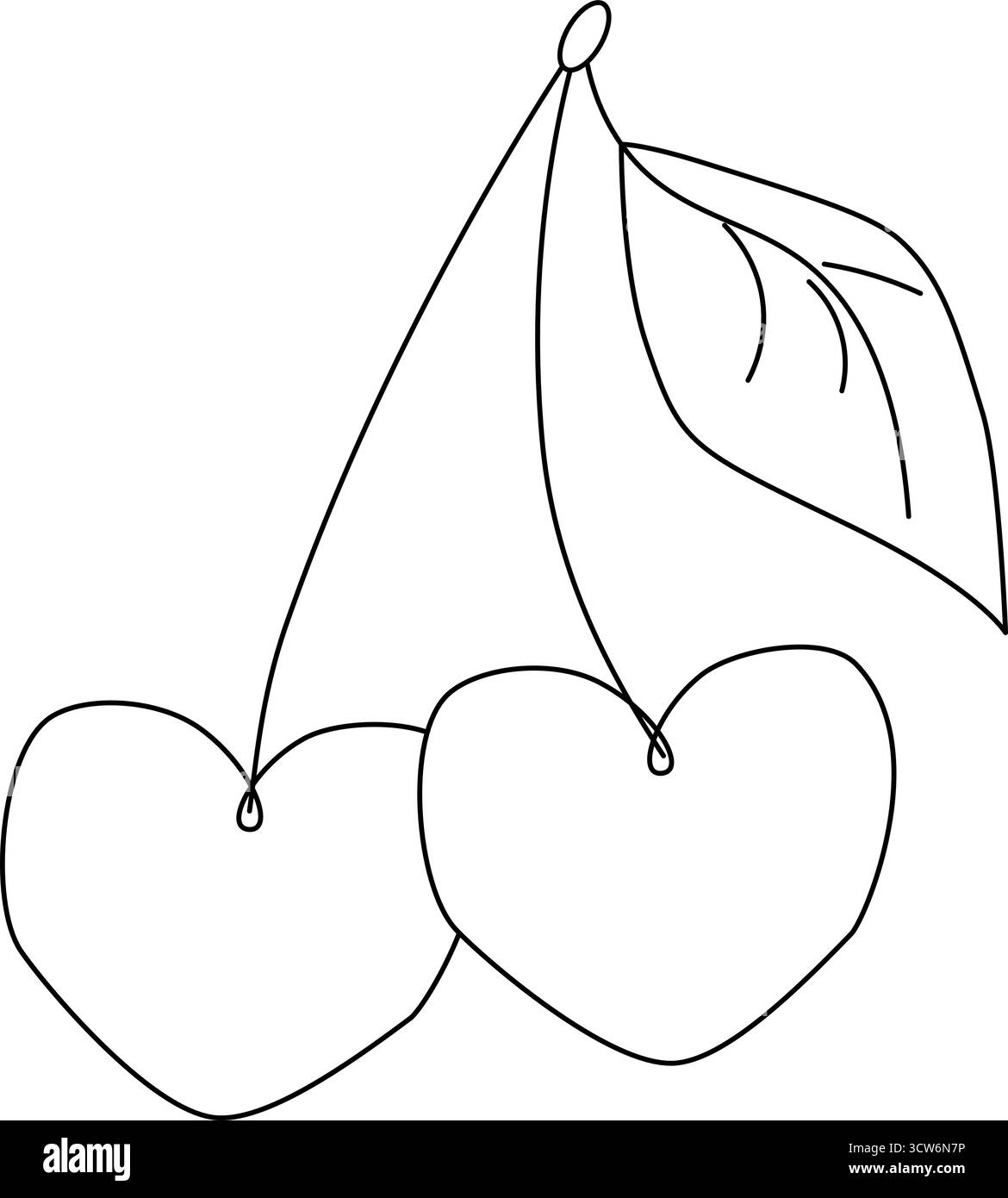Cerise amour isolé. Illustration de ligne graphique vectorielle. Signe de silhouette pour logo, impression, bandes dessinées, mode, pop art, planches, design, autocollants, décoratio Illustration de Vecteur