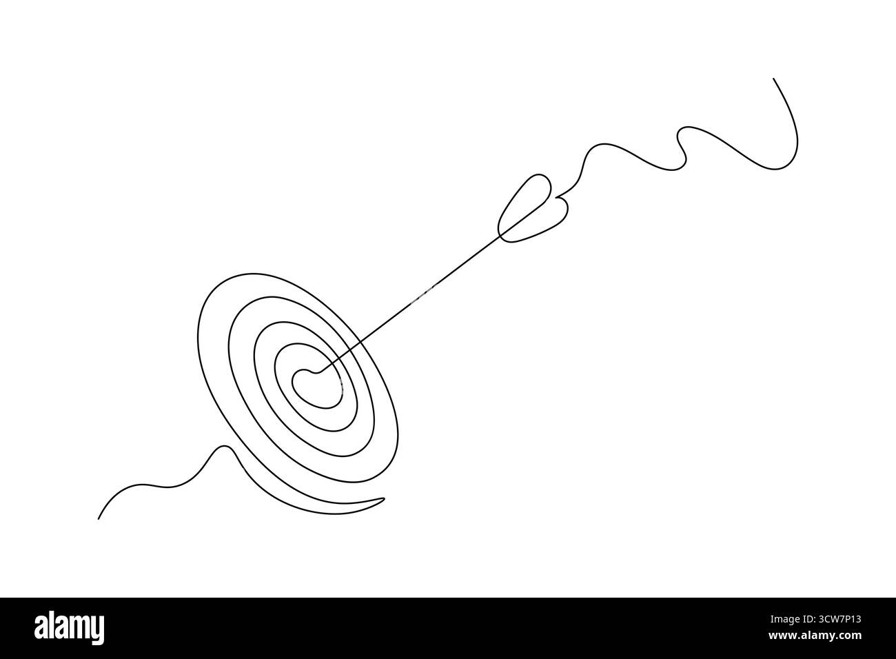 Cible d'objectif avec icône de flèche dessin de ligne continue illustration vectorielle de contour minimal Illustration de Vecteur