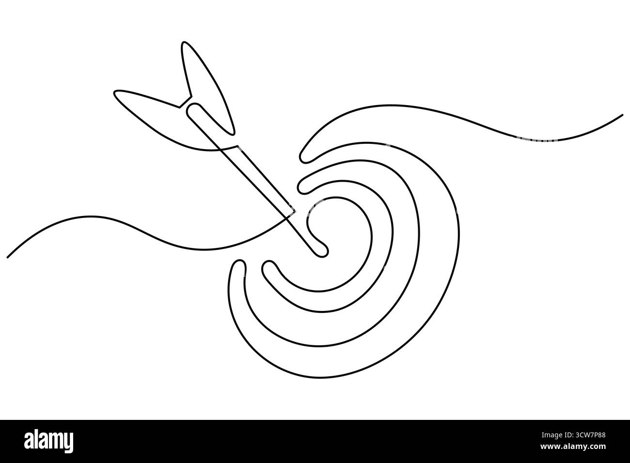Cible d'objectif avec icône de flèche dessin de ligne continue illustration vectorielle de contour minimal Illustration de Vecteur
