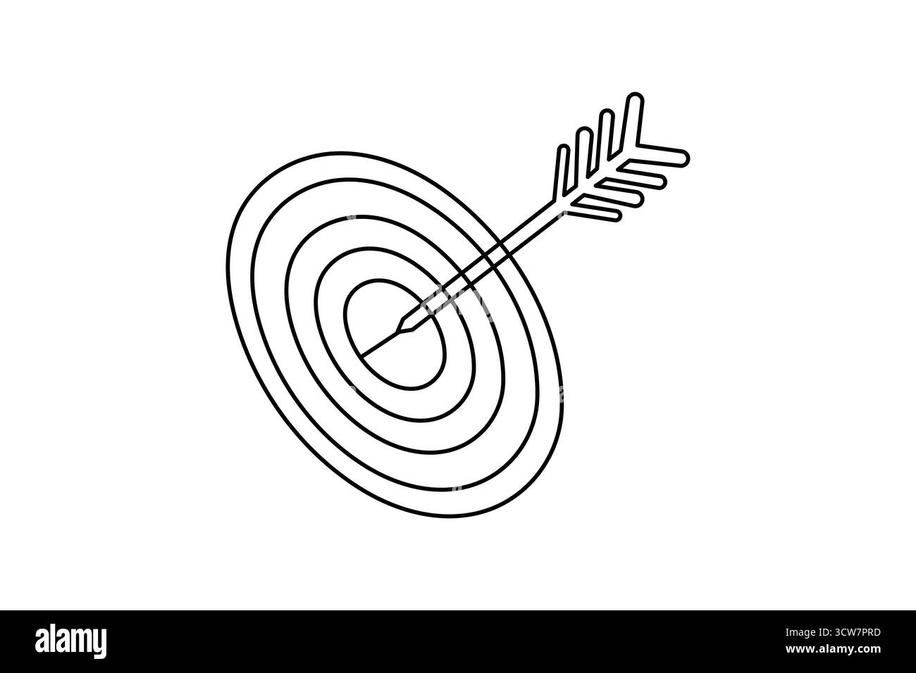 Cible d'objectif avec icône de flèche dessin de ligne continue illustration vectorielle de contour minimal Illustration de Vecteur