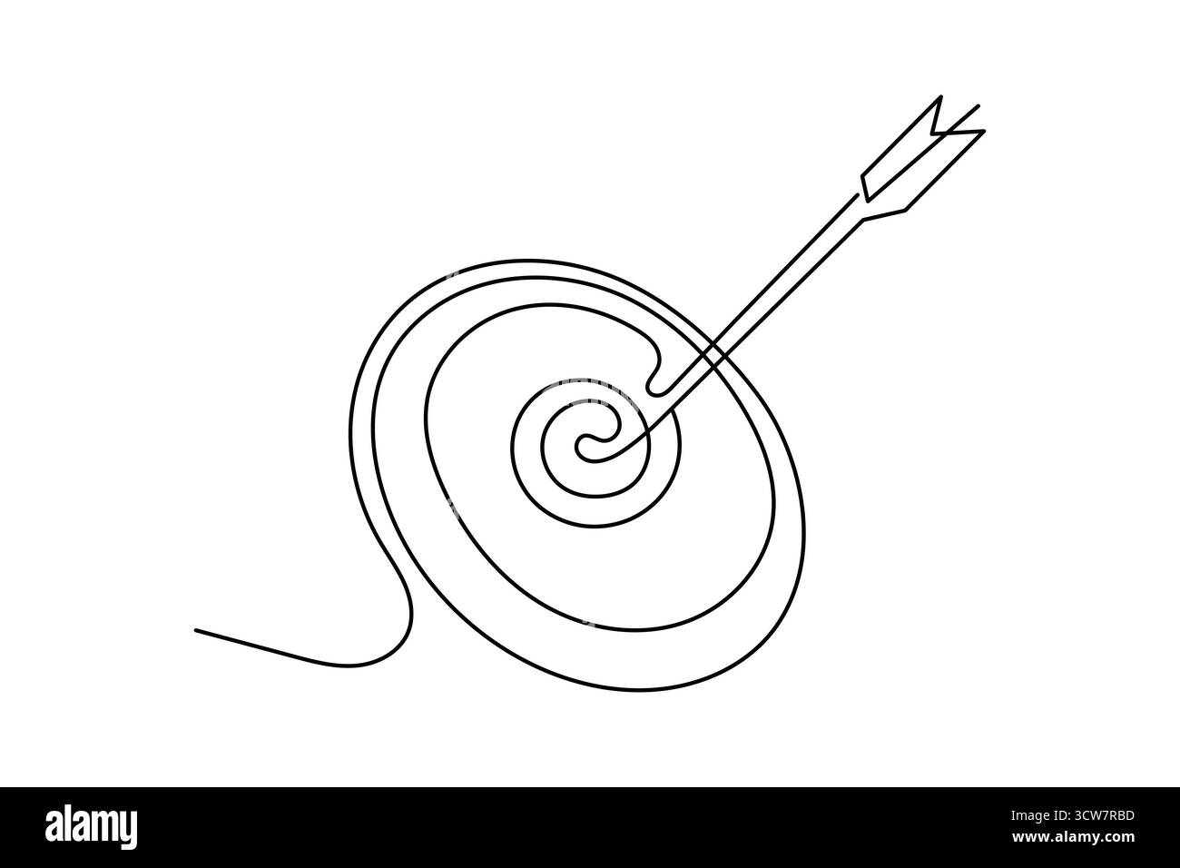 Cible d'objectif avec icône de flèche dessin de ligne continue illustration vectorielle de contour minimal Illustration de Vecteur
