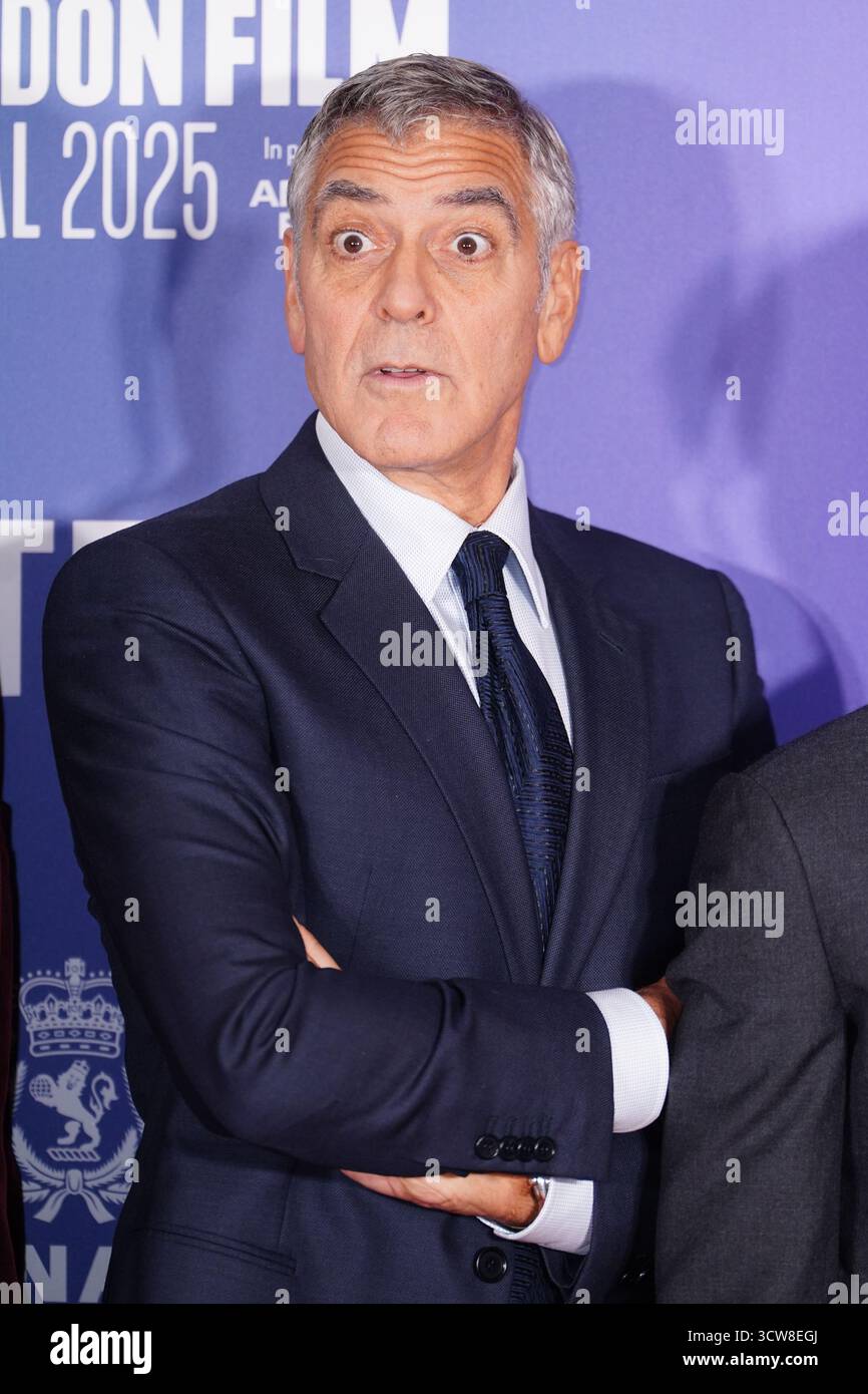 George Clooney assiste à la projection de Jay Kelly, au Southbank Centre, Royal Festival Hall, Londres, dans le cadre du BFI London film Festival. Date de la photo : vendredi 10 octobre 2025. Banque D'Images