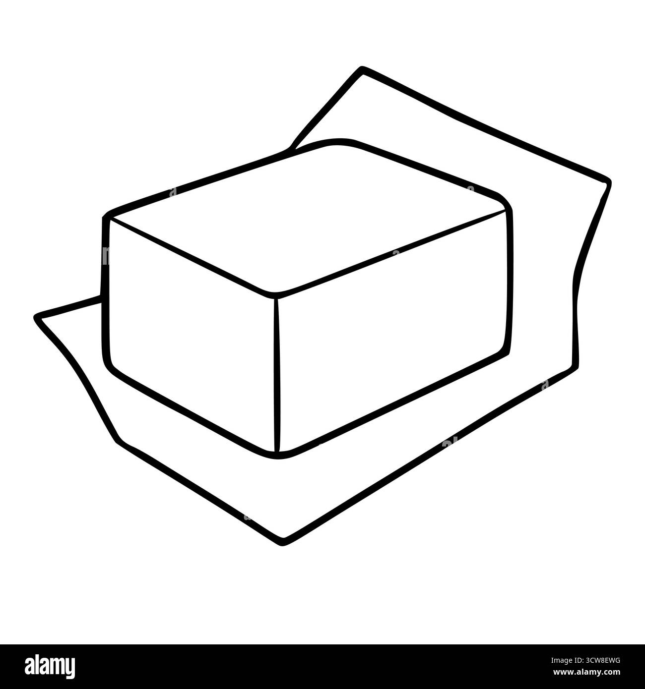 Illustration vectorielle simple d'un bâton de beurre dans son emballage, soulignant les lignes épurées et une esthétique minimaliste. Illustration de Vecteur