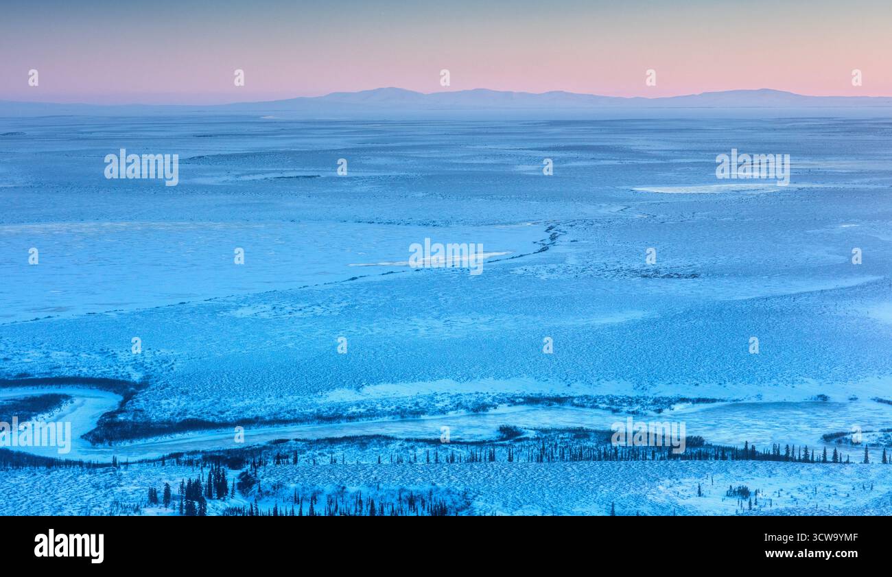 Vue aérienne du paysage immaculé dans le delta de la rivière Kobuk dans l'Arctique de l'Alaska en route vers le village natal de Kiana, Alaska Banque D'Images Vue aérienne du paysage immaculé dans le delta de la rivière Kobuk dans l'Arctique de l'Alaska en route vers le village natal de Kiana, Alaska Banque D'Images