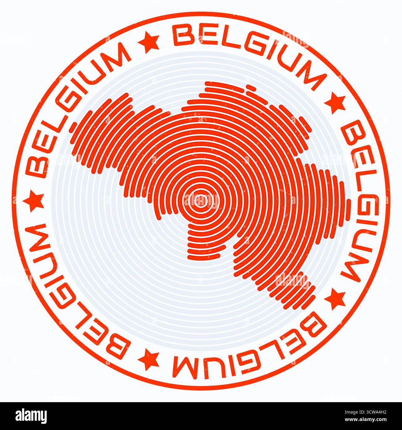 Carte de la Belgique avec titre rond. Bagues en forme de pays. Texte belge autour de la forme de la frontière du pays. Illustration vectorielle moderne. Illustration de Vecteur