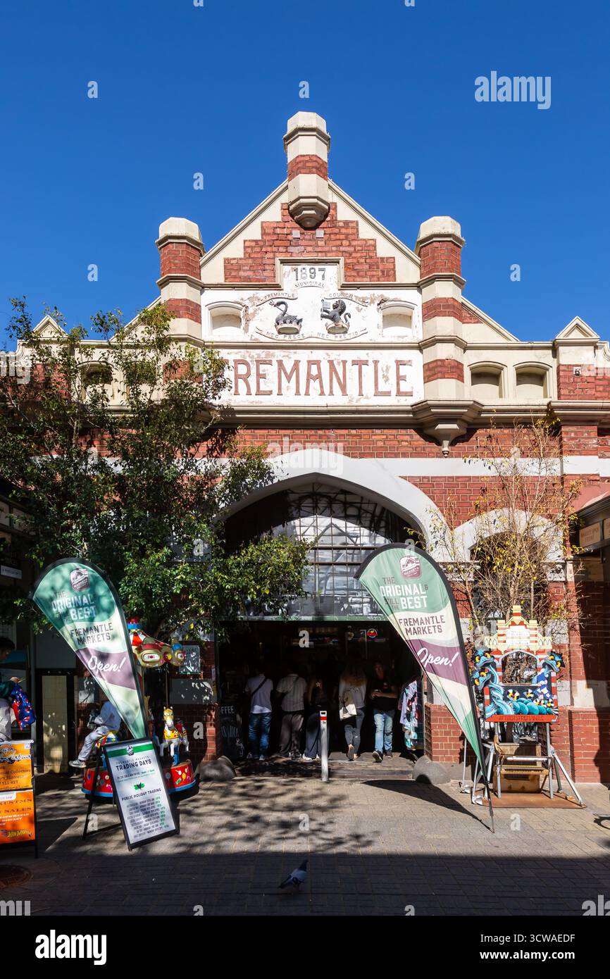 Extérieur des marchés Fremantle, Perth, Australie. 25 octobre 2025. Banque D'Images