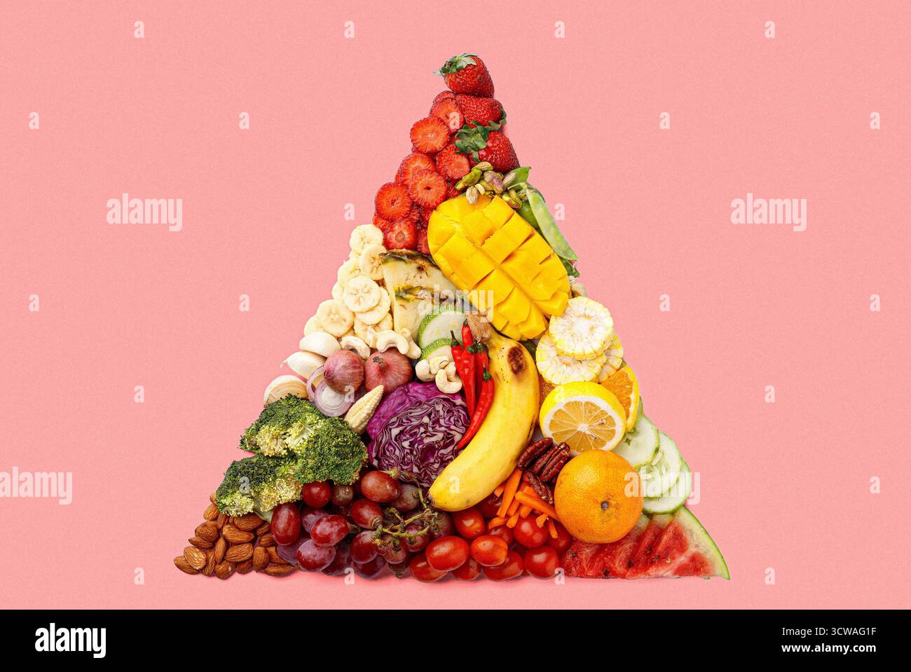 Pyramide alimentaire de produits frais Banque D'Images