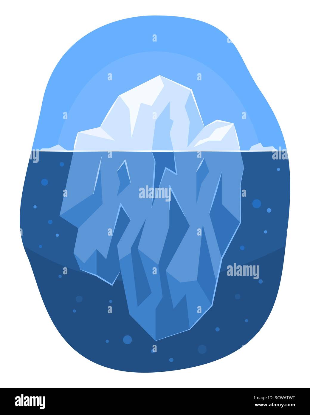 Iceberg flottant dans Blue Arctic Ocean concept Flat illustration Clip Art isolé sur blanc Illustration de Vecteur