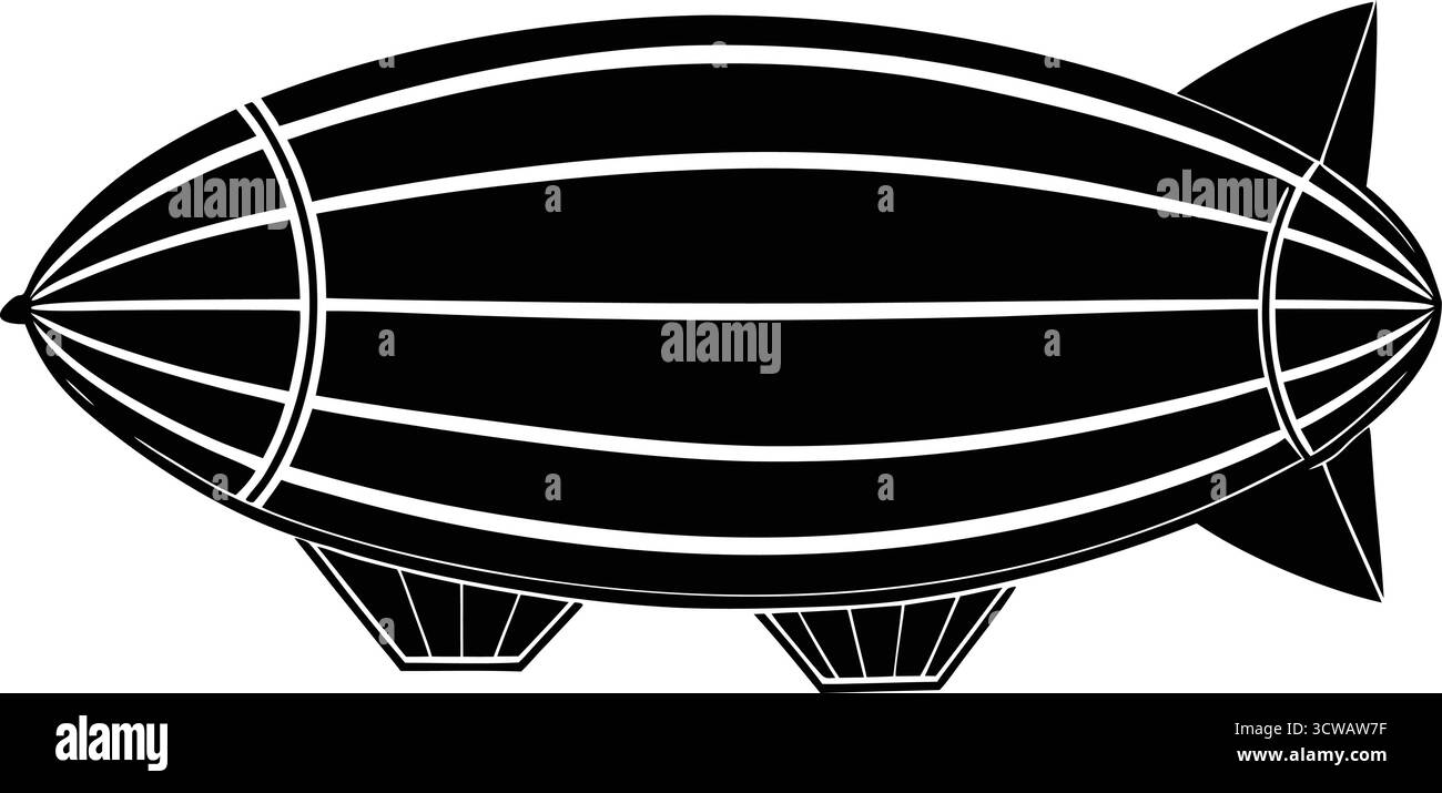 Illustration vectorielle de silhouette de dirigeable, conception d'aviation rétro zeppelin ou blimp, style plat minimal Illustration de Vecteur