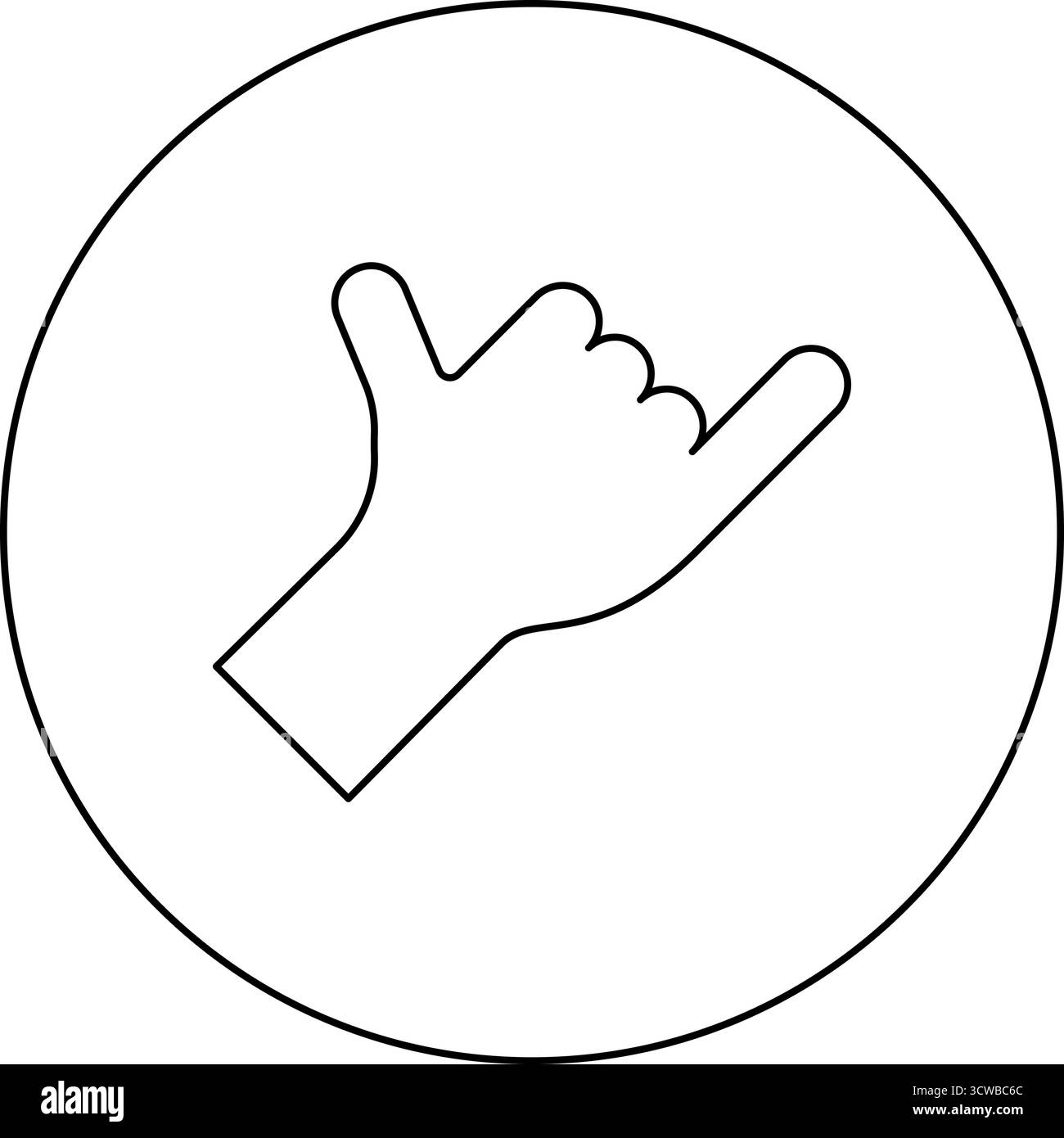 Shaka symbole main hawaïen signe de geste de salutation appelez-moi signe téléphone lâche icône de surf en cercle rond image d'illustration vectorielle de couleur noire Illustration de Vecteur