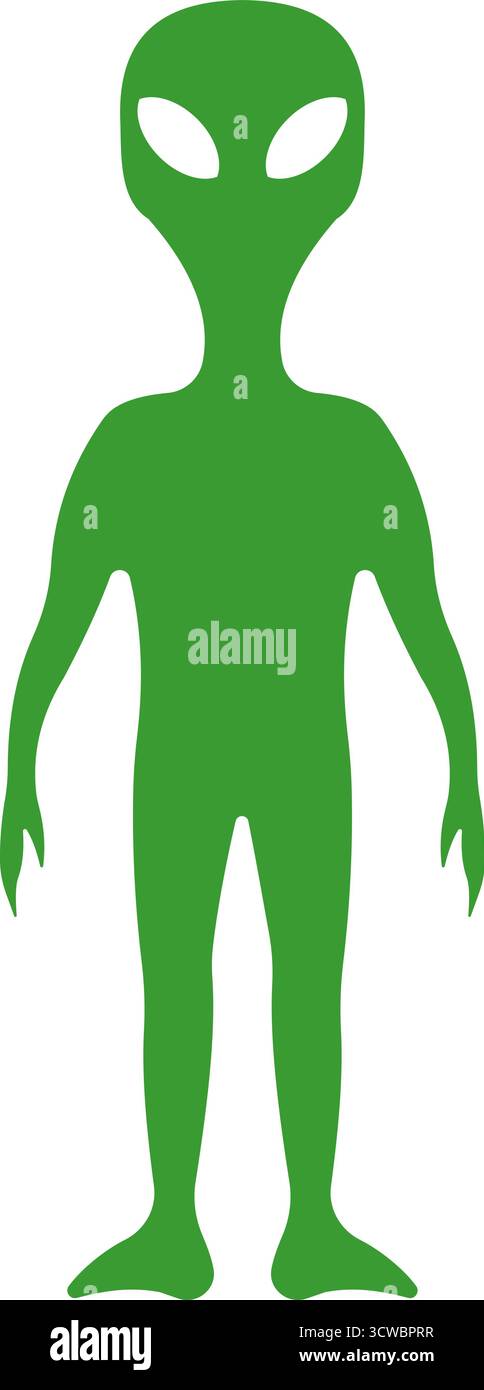 Icône d'un homme extra-terrestre vert debout. Illustration de Vecteur