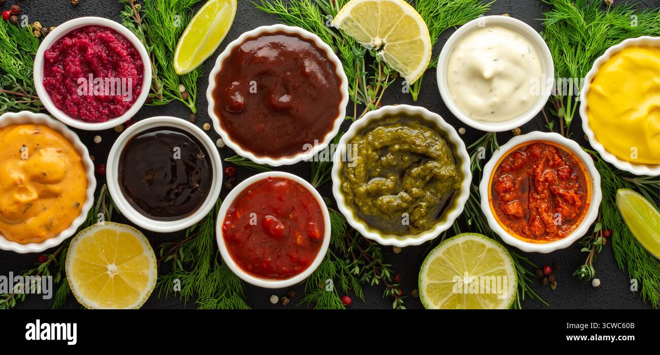 Variété de sauces et Dips Banque D'Images Variété de sauces et Dips Banque D'Images