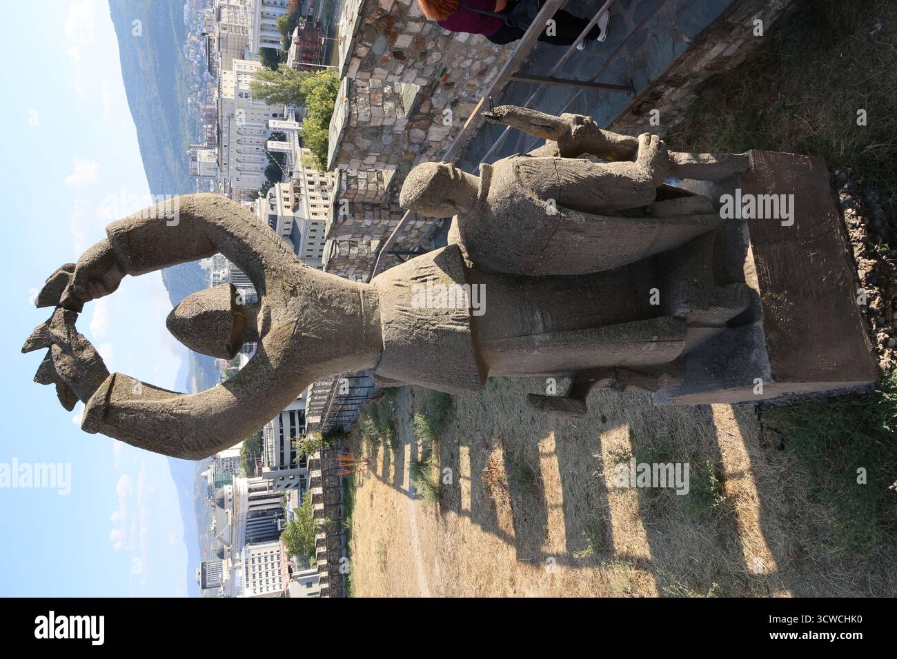 Statue de l'héroïsme des femmes, forteresse de Kale, Skopje Banque D'Images