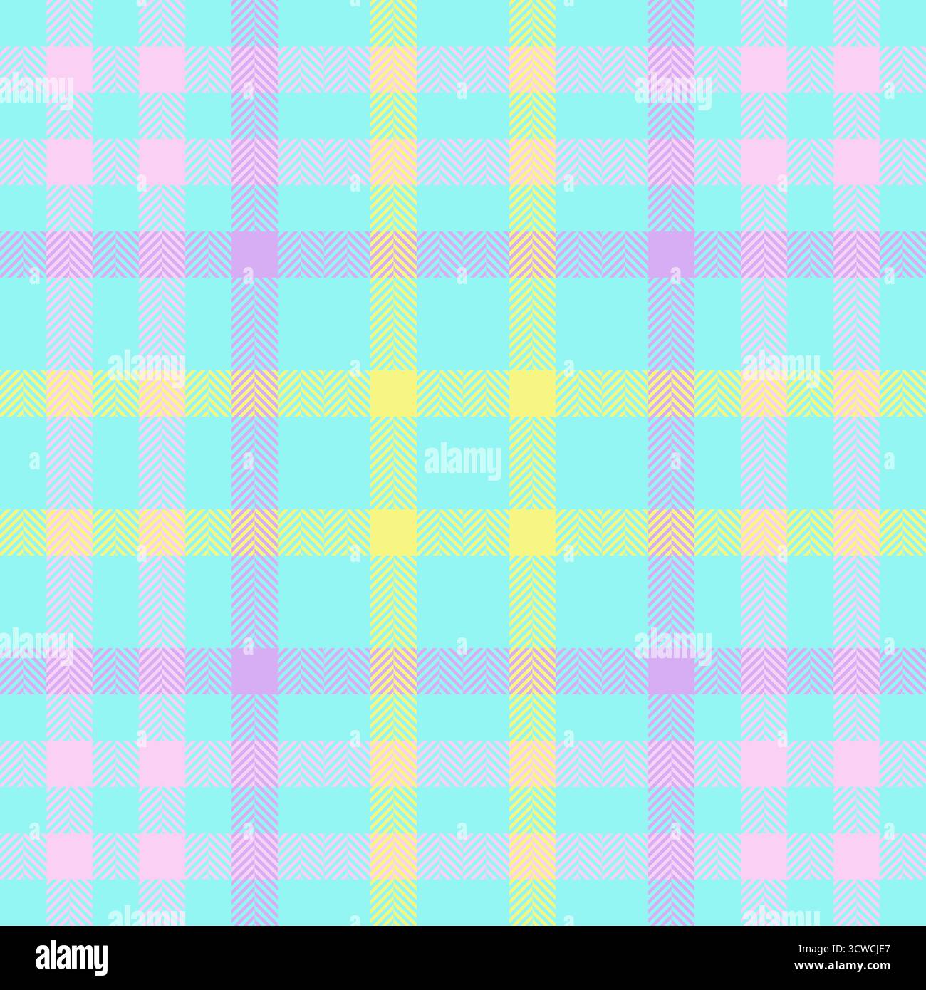 Fond sans couture vectoriel vif, texture textile pop tartan. Tissu à carreaux vierge à carreaux, coloris bleu pâle et sarcelle. Illustration de Vecteur