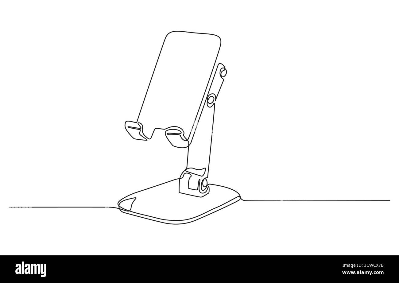 Minimalist Line Art d'un stand de smartphone moderne, stand de téléphone dans l'art d'une seule ligne Illustration de Vecteur