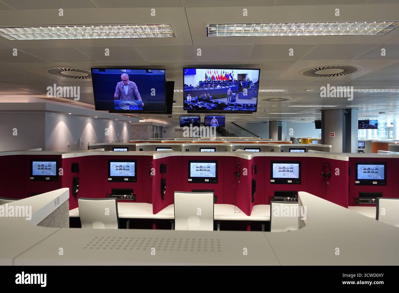 Le centre de presse du Parlement européen à Strasbourg, où les journalistes suivent les sessions Banque D'Images