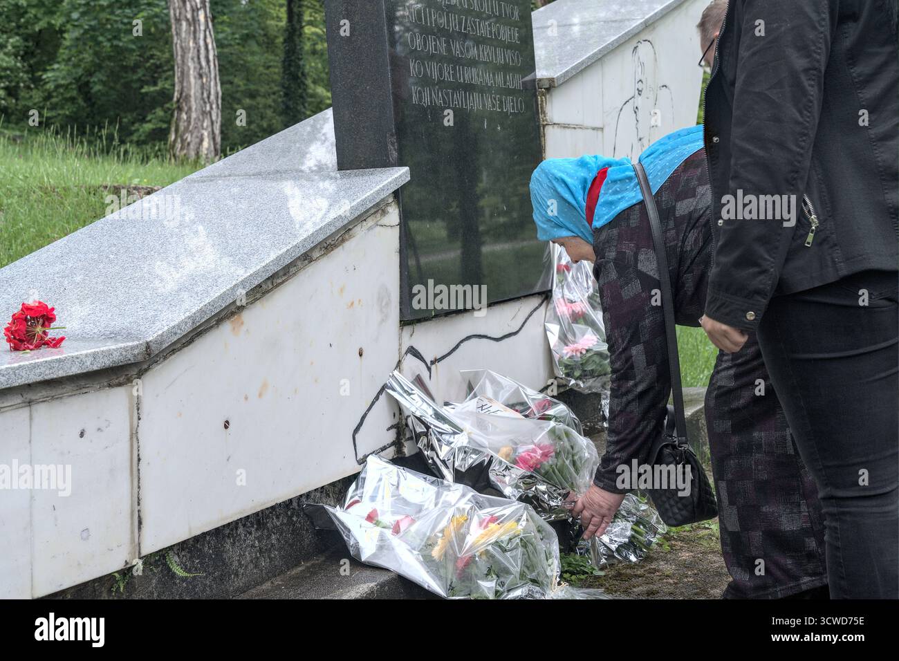 Bosnie-Herzégovine, Bihać (Mun.), Bihać : cimetière partisan Borići ('Partizansko Groblje Borići') [Stanislav Mišić, 1968] – Mémorial Banque D'Images