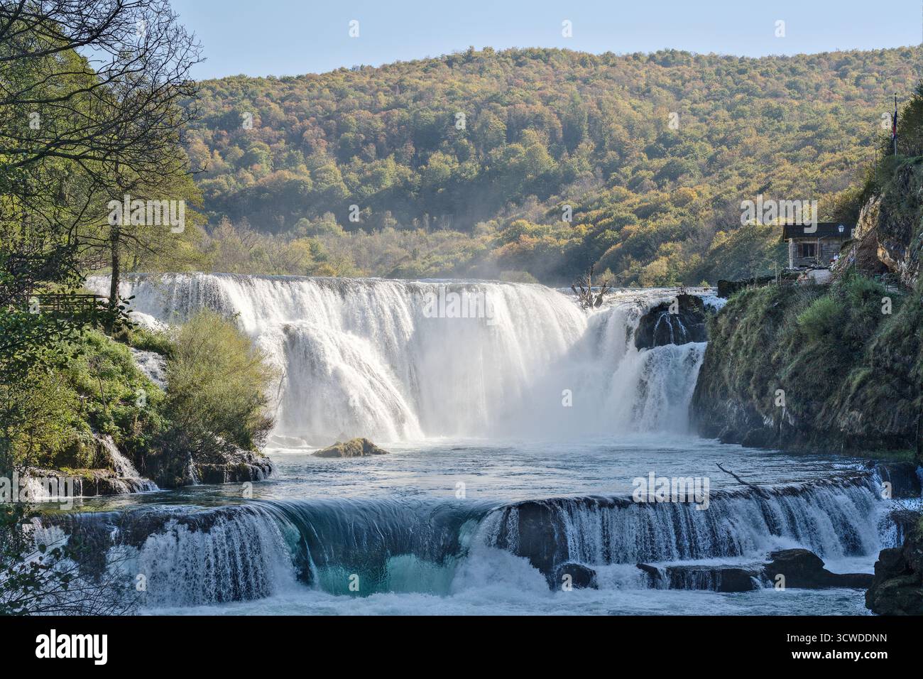 Bosnie-Herzégovine, Bihać (Mun.), Ćelije : cascade de Štrbački de la rivière Una ('Štrbački buk') Banque D'Images