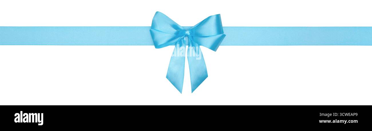 Arc bleu et ruban isolé sur fond blanc, chemin de détourage inclus Banque D'Images