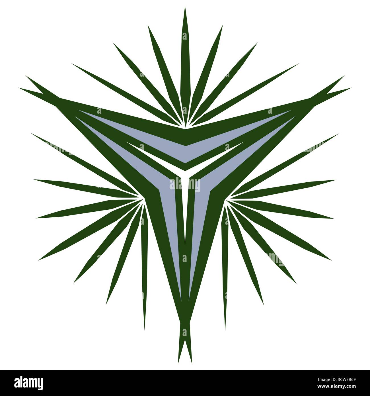 Elément fantaisie géométrique ornemental vert. Design créatif de tatouage de portail rond. Mandala géométrique inhabituel. Étoile avec des rayons brisés. Décoration triangle i Illustration de Vecteur