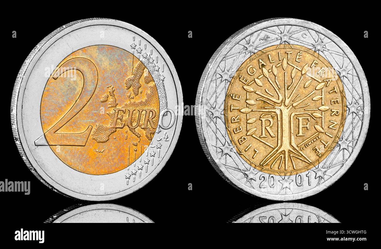 Pièce de 2 euros française de 2001 Banque D'Images
