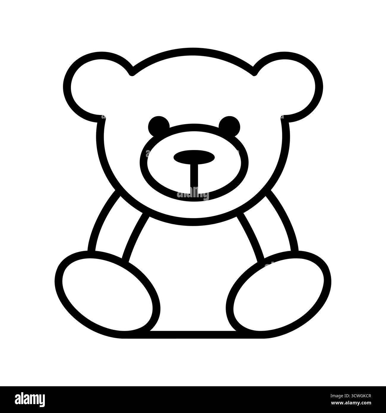 Icône de contour d'ours en peluche mignon symbolisant les cadeaux d'enfance et de Noël, parfait pour les illustrations, les emballages et les cartes de vacances des enfants. Illustration de Vecteur