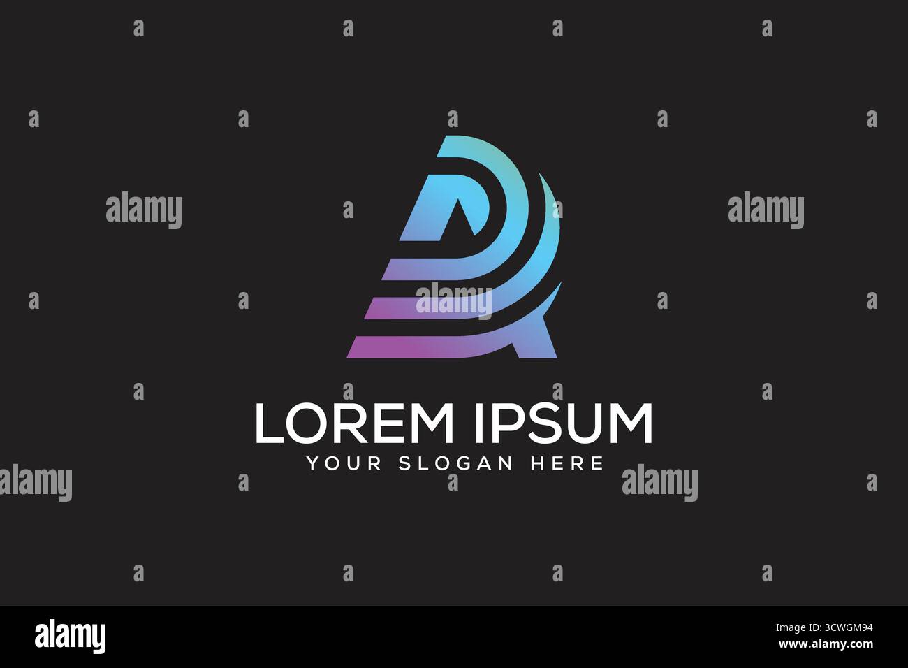 Concept moderne de logo d'annonce de lettre. Modèle de conception vectorielle de logo d'annonce abstrait. Illustration de Vecteur