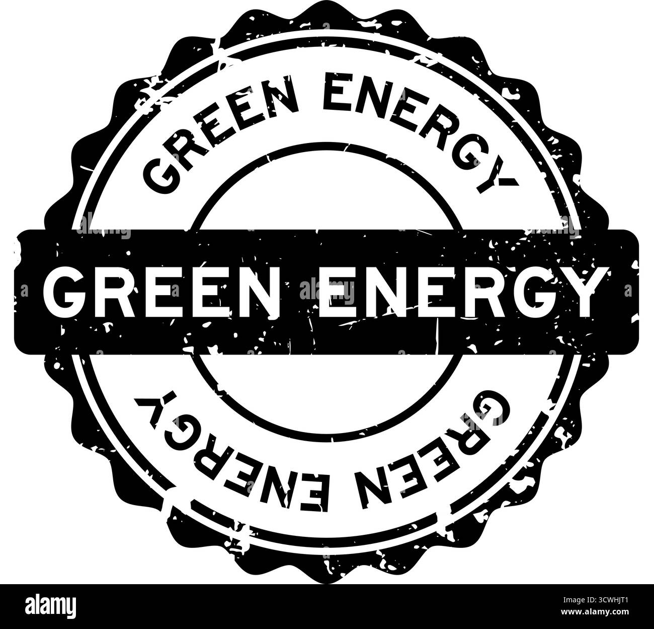 Grunge noir vert énergie mot rond timbre sceau sur fond blanc Illustration de Vecteur
