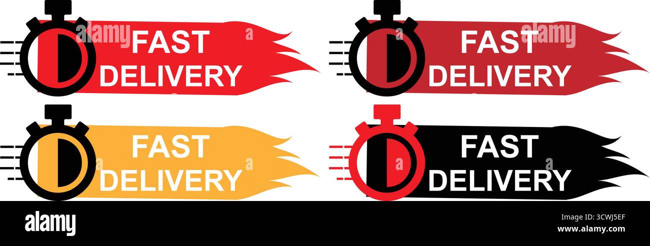 Badges de livraison rapide pour les services d'expédition, de messagerie et de transport Illustration de Vecteur