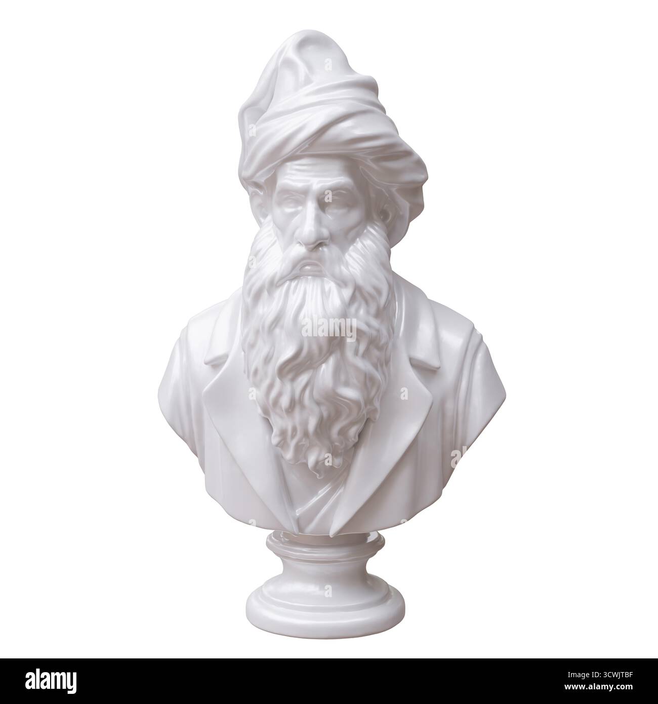 Buste Sculpture Homme En Plâtre Blanc - Baiser Rouge - Occasion Fait Main