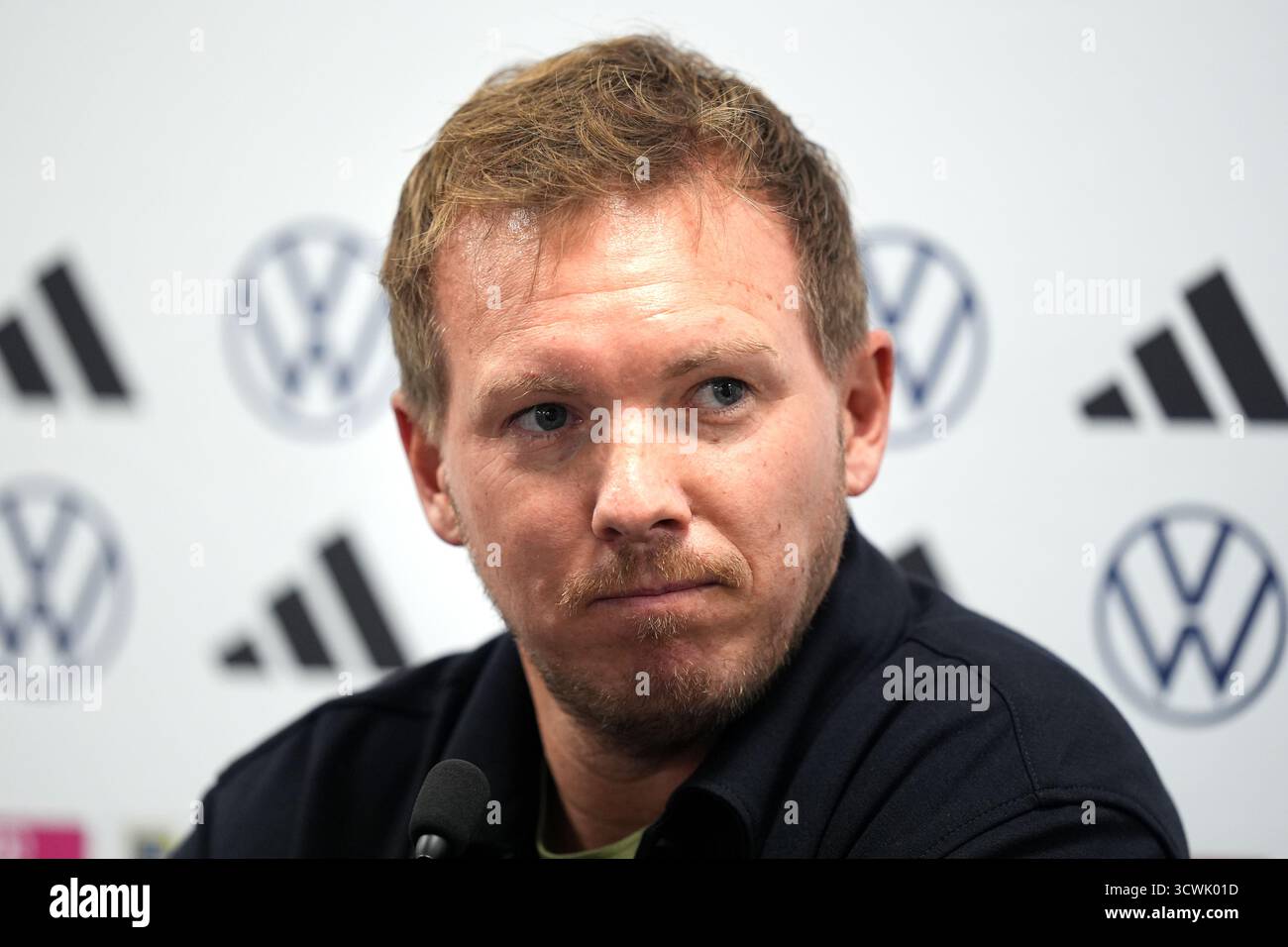 L'entraîneur-chef allemand Julian Nagelsmann lors d'une conférence de presse au Clearer Twist National Stadium à Windsor Park, Belfast. Date de la photo : dimanche 12 octobre 2025. Banque D'Images