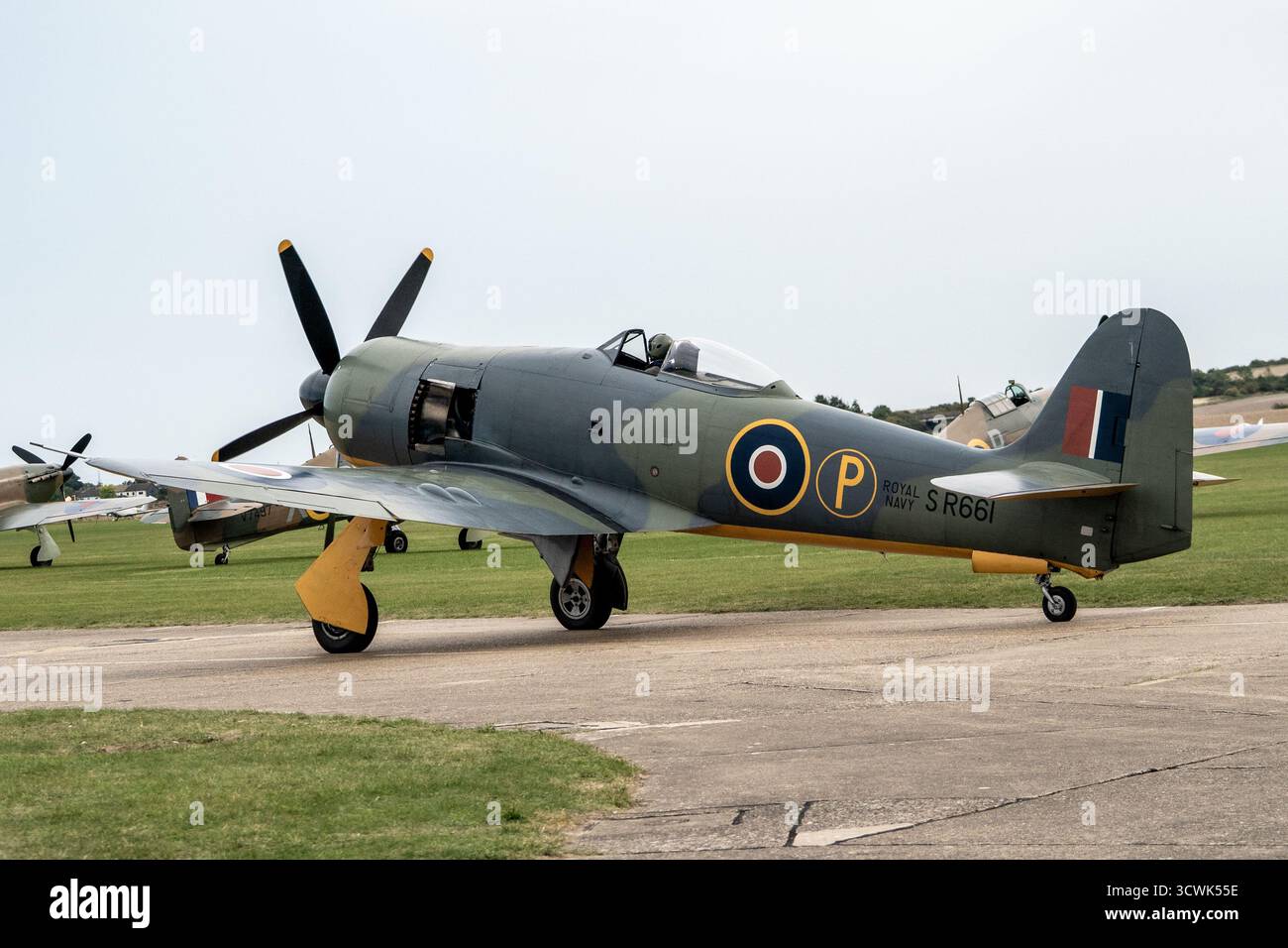 Avion de chasse Hawker Sea Fury de la Royal Navy sur l'aérodrome de Duxford Banque D'Images