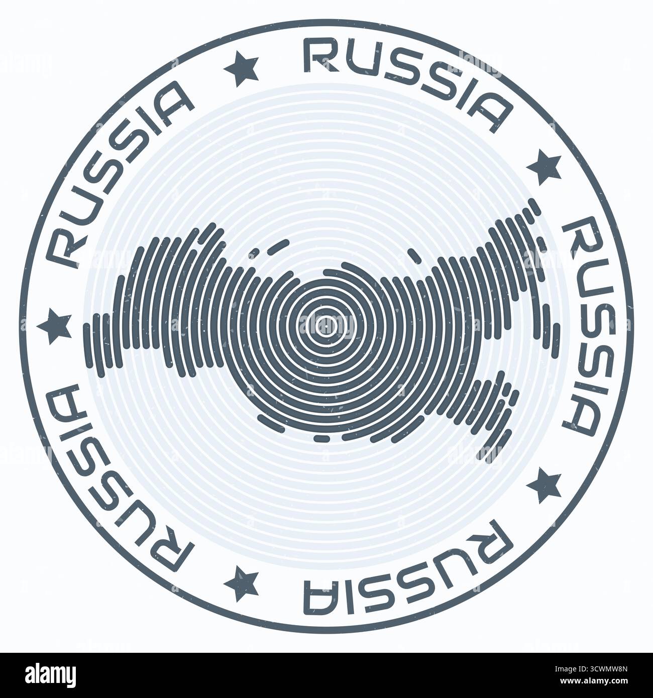 Illustration vectorielle stylisée d'une carte de Russie avec un titre rond. Illustration de Vecteur