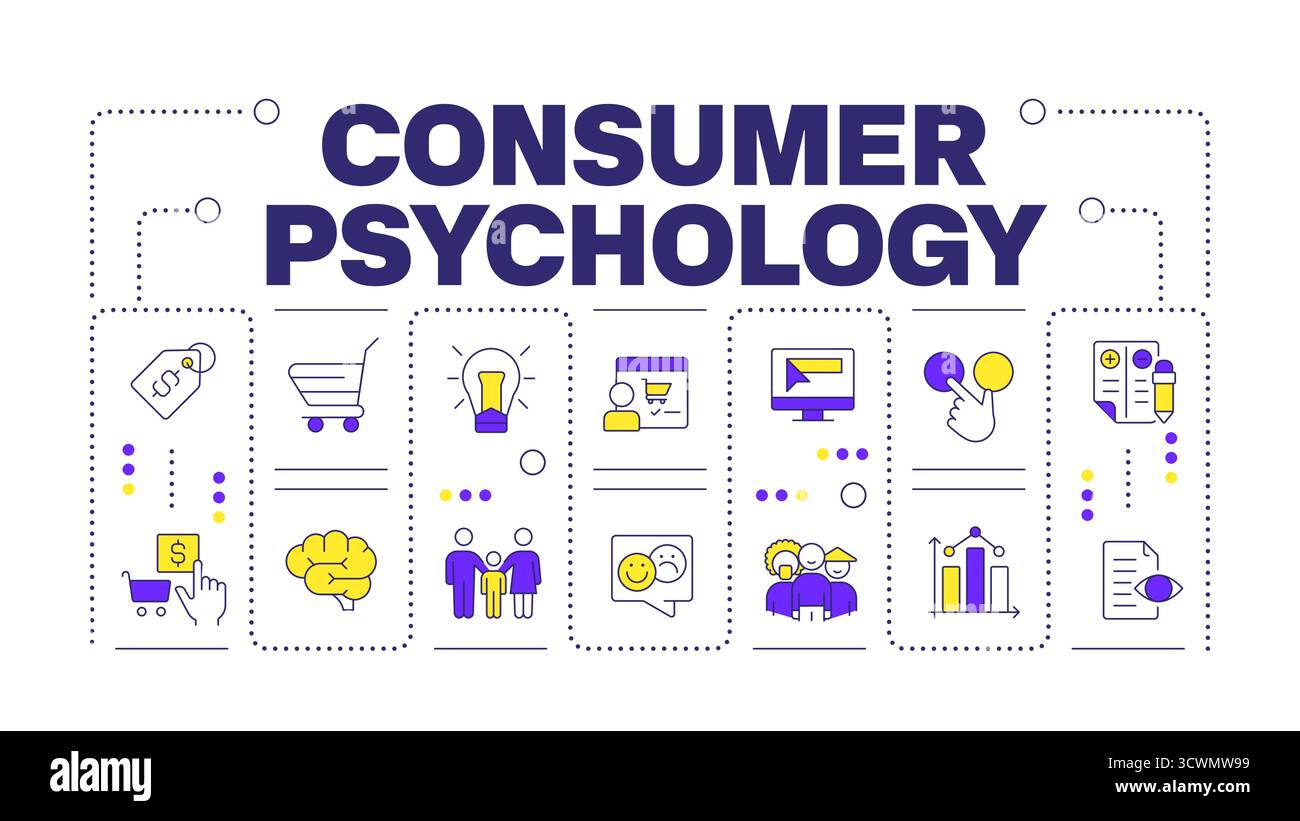 Concept de mot de psychologie du consommateur isolé sur blanc Illustration de Vecteur
