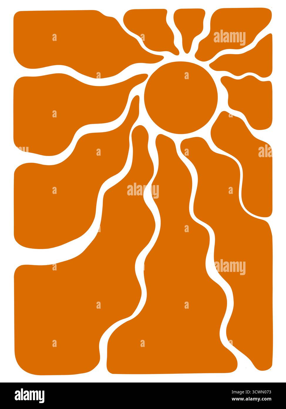 Rétro Groovy Sun. Abstrait rayons ondulés couleurs vives 60s style des années 70. Soleil groovy coloré boho. Affiche hippie. Fond d'écran abstrait d'été. Illustration vectorielle Illustration de Vecteur