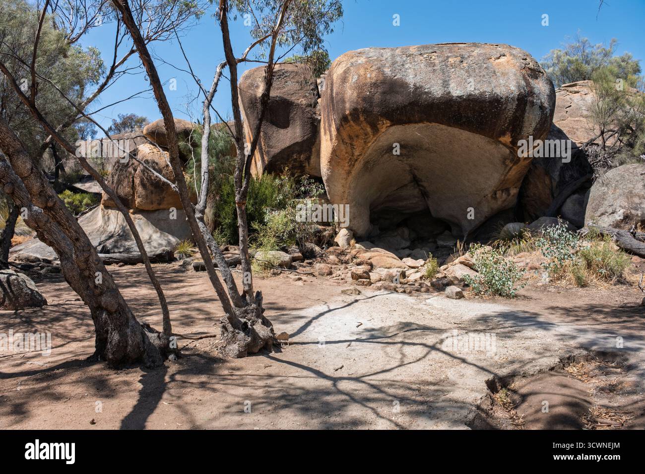 Hippopotames Yawn, une formation rocheuse près de Wave Rock, Hyden, Australie occidentale Banque D'Images