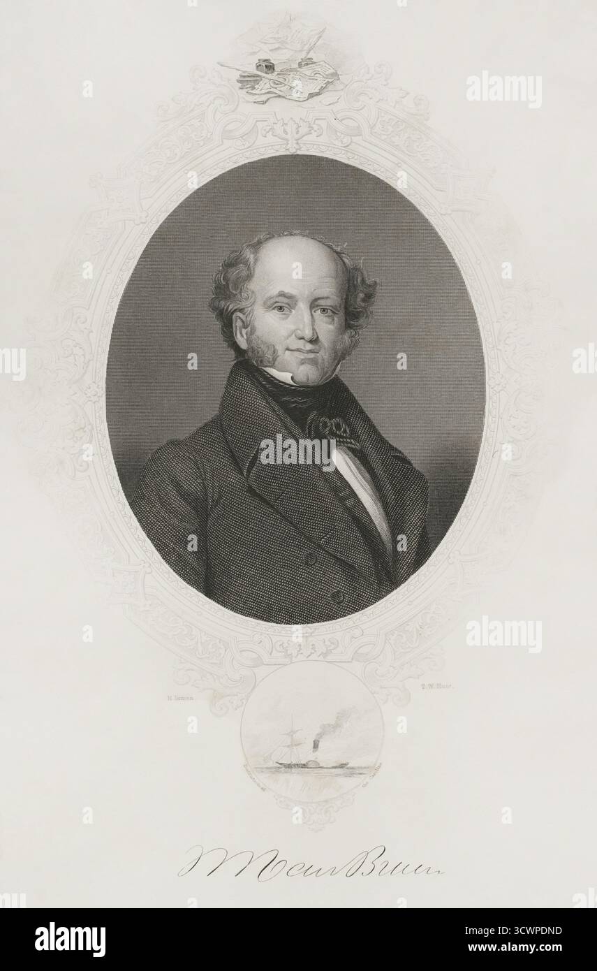 Martin Van Buren (1782-1862) Avocat américain, homme politique et homme d'État. 8e président des États-Unis (1837-1841). Un des principaux fondateurs du Parti démocrate en 1828. Portrait. Gravure de Thomas William Hunt (1818-1899) d'après Henry Inman (1801-1846), vers 1850-1872. Histoire des États-Unis, par J. A. Spencer. Volume III Edition publié à Barcelone, 1873. Banque D'Images Martin Van Buren (1782-1862) Avocat américain, homme politique et homme d'État. 8e président des États-Unis (1837-1841). Un des principaux fondateurs du Parti démocrate en 1828. Portrait. Gravure de Thomas William Hunt (1818-1899) d'après Henry Inman (1801-1846), vers 1850-1872. Histoire des États-Unis, par J. A. Spencer. Volume III Edition publié à Barcelone, 1873. Banque D'Images