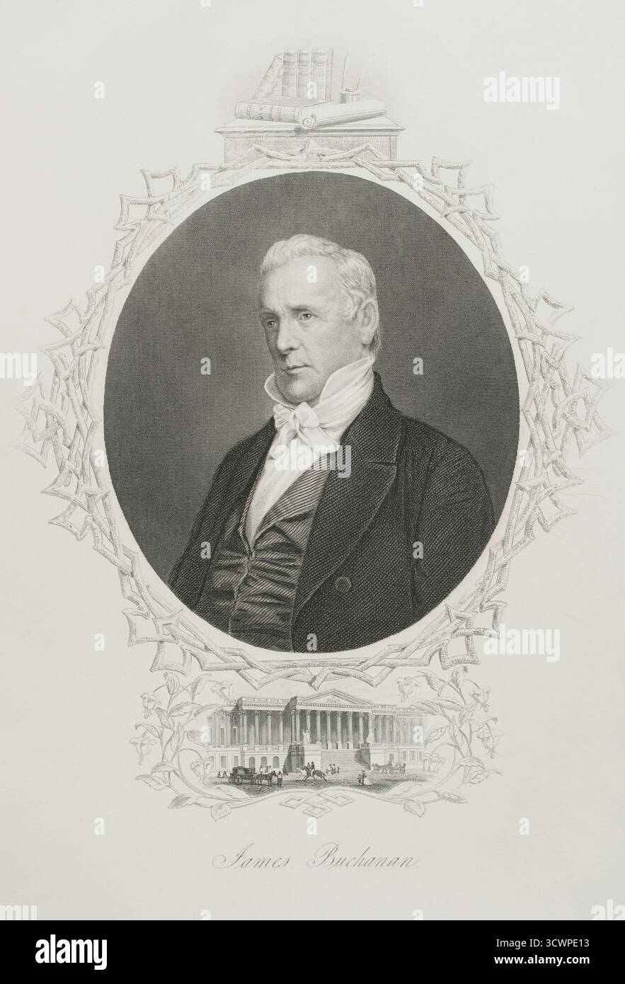 James Buchanan (1791-1868) Diplomate et politicien américain. 15e Président des États-Unis d'Amérique (1857-1861). Portrait. Gravure d'ambrotype par Mathew Brady (1822-1896). Histoire des États-Unis, par J. A. Spencer. Volume III Edition publié à Barcelone, 1873. Banque D'Images James Buchanan (1791-1868) Diplomate et politicien américain. 15e Président des États-Unis d'Amérique (1857-1861). Portrait. Gravure d'ambrotype par Mathew Brady (1822-1896). Histoire des États-Unis, par J. A. Spencer. Volume III Edition publié à Barcelone, 1873. Banque D'Images