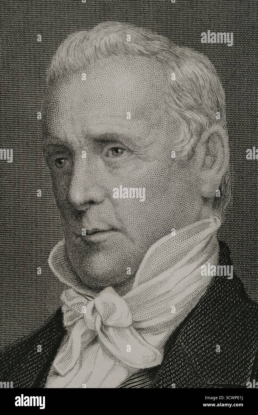 James Buchanan (1791-1868) Diplomate et politicien américain. 15e Président des États-Unis d'Amérique (1857-1861). Portrait. Gravure d'ambrotype par Mathew Brady (1822-1896). Détail. Histoire des États-Unis, par J. A. Spencer. Volume III Edition publié à Barcelone, 1873. Banque D'Images James Buchanan (1791-1868) Diplomate et politicien américain. 15e Président des États-Unis d'Amérique (1857-1861). Portrait. Gravure d'ambrotype par Mathew Brady (1822-1896). Détail. Histoire des États-Unis, par J. A. Spencer. Volume III Edition publié à Barcelone, 1873. Banque D'Images