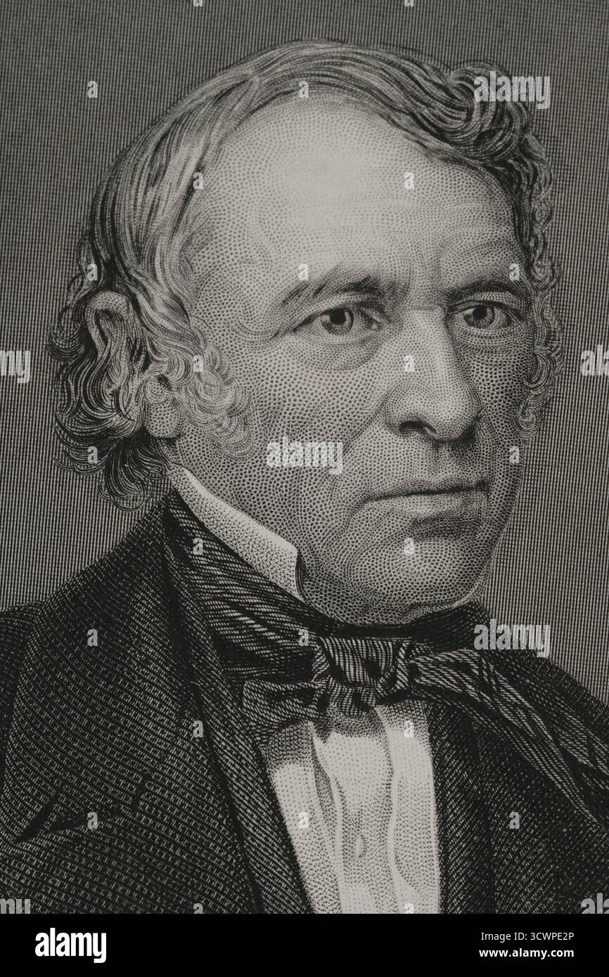 Zachary Taylor (1784-1850) Général américain. 12e Président des États-Unis d'Amérique (1849-1850). Portrait. Gravure de T.W. Hunt à partir d'un daguerrotype de Brady. Détail. Histoire des États-Unis, par J. A. Spencer. Volume III Edition publié à Barcelone, 1873. Banque D'Images