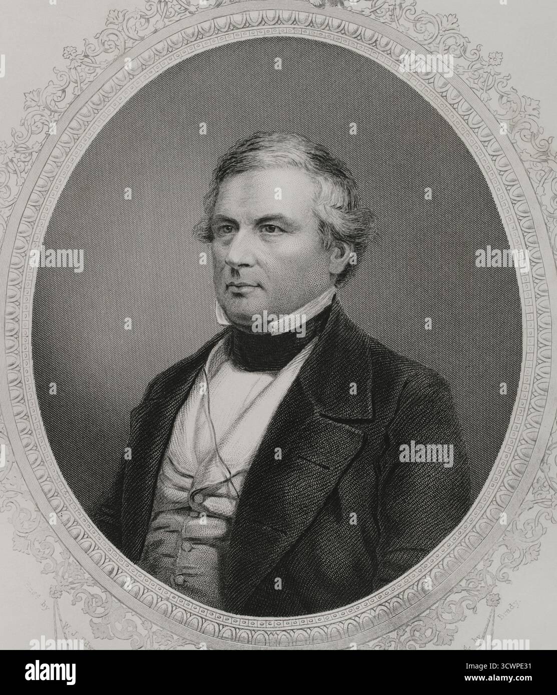 Millard Fillmore (1800-1874) Politicien américain. 13e Président des États-Unis d'Amérique (1850-1853). Portrait. Gravure de W.J. Edwards (fl. 1840-1863) d'après un daguerrotype de Mathew Brady (1822-1896), c. 1860. Histoire des États-Unis, par J. A. Spencer. Volume III Edition publié à Barcelone, 1873. Banque D'Images Millard Fillmore (1800-1874) Politicien américain. 13e Président des États-Unis d'Amérique (1850-1853). Portrait. Gravure de W.J. Edwards (fl. 1840-1863) d'après un daguerrotype de Mathew Brady (1822-1896), c. 1860. Histoire des États-Unis, par J. A. Spencer. Volume III Edition publié à Barcelone, 1873. Banque D'Images