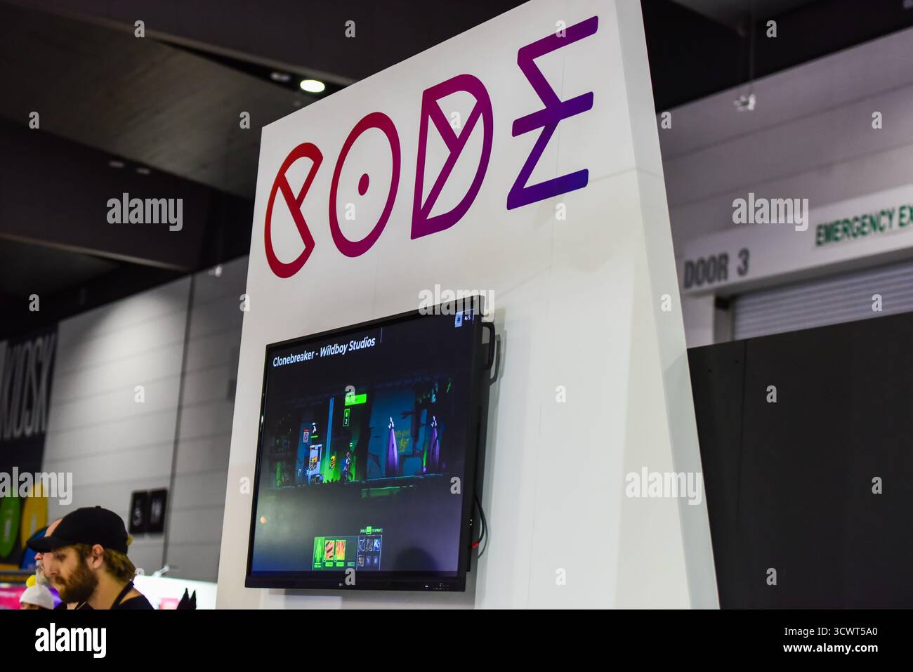 Le logo d'un CODE de développeur de jeux néo-zélandais est vu au PAX Aus 2025, convention internationale de jeux. Banque D'Images